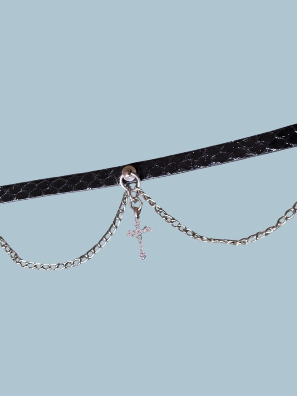 Faux Crocodile Cross Choker